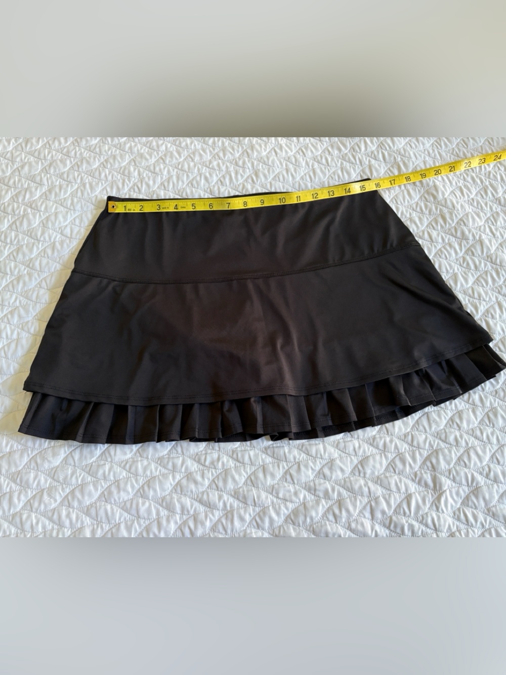 K-Swiss /Lucky in Love Black Tennis Skirt with Ruffle Hem -Large